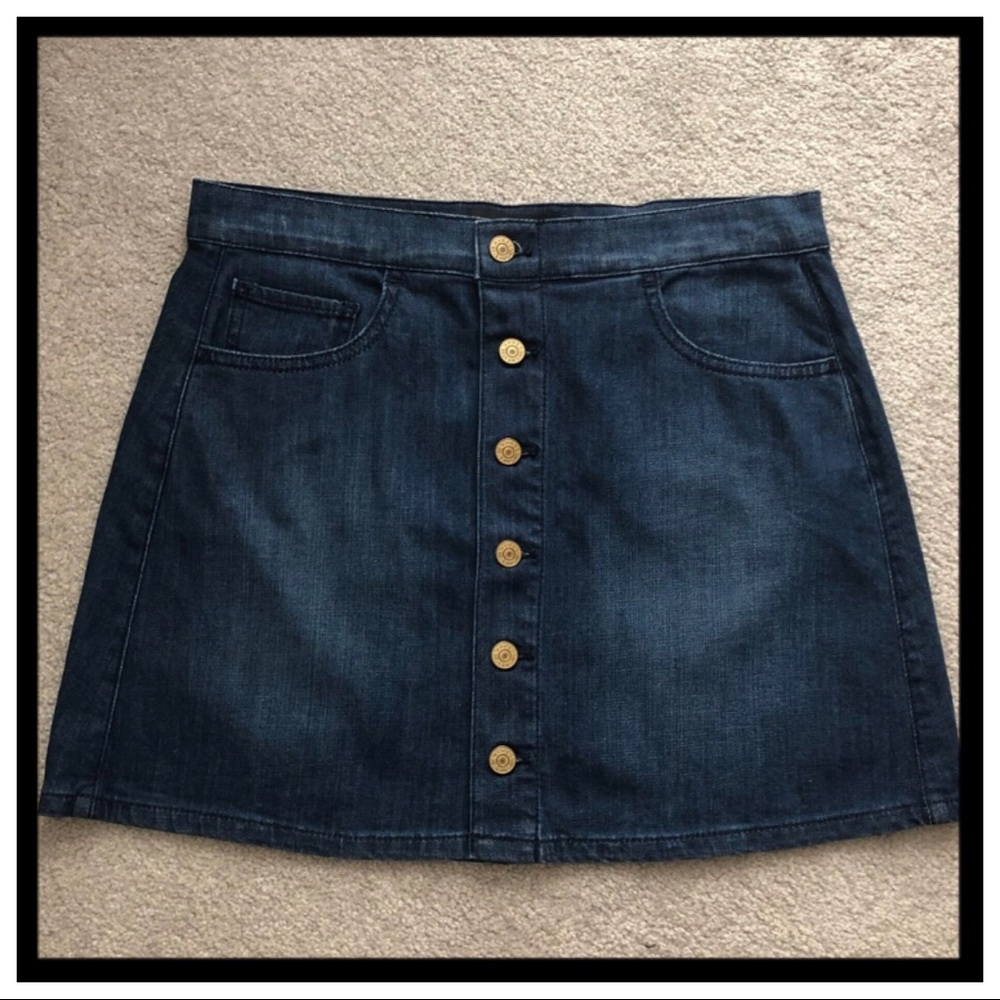 [express] Button Front Denim Skirt